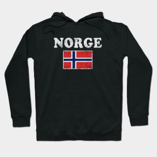 Norge Norway Flag Norwegian Retro Distressed Hoodie